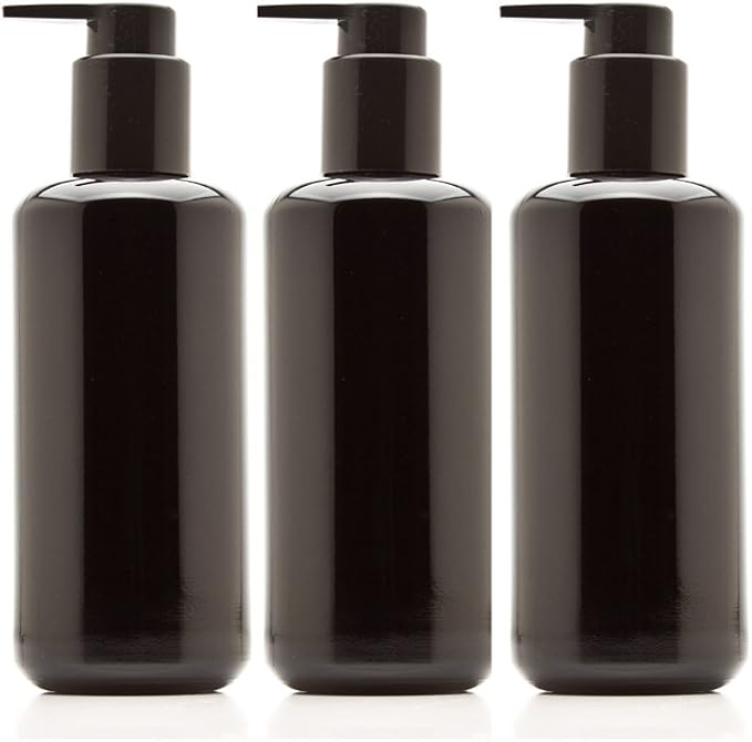 Black Ultraviolet Glass Soap Dispenser Bottle 200 ML (6.8 fl oz) Dish Soap and Bathroom