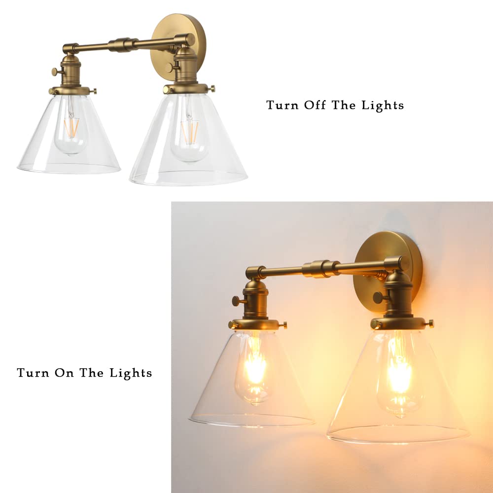 Phansthy Double Sconce Antique Industrial Wall Sconce Light with Dual 7.3 Inch Cone Canopy(Antique)