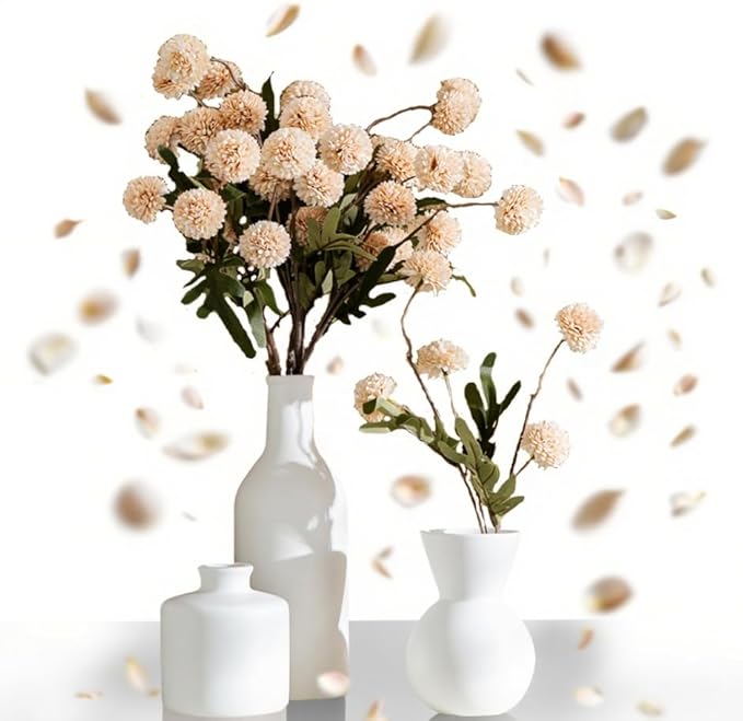 Modern Ceramic Flower Vase for Home Decor with Dried Fake Flowers - 3PCS