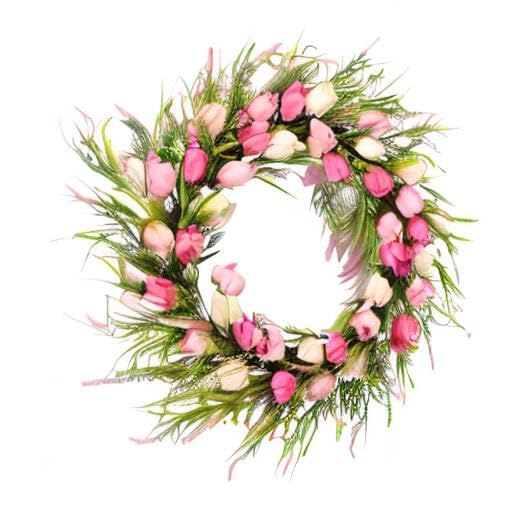 30" Artificial Tulip Floral Spring Door Wreath, Green/Pink