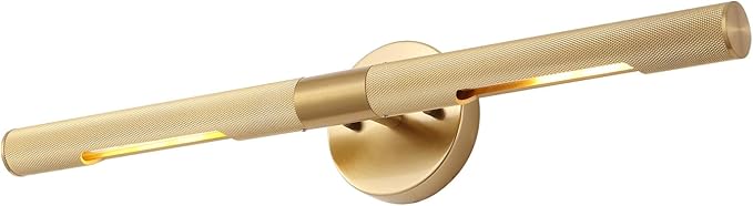 Picture Light 19 inches Brushed Brass Gold Black Wall Sconce with Knurled