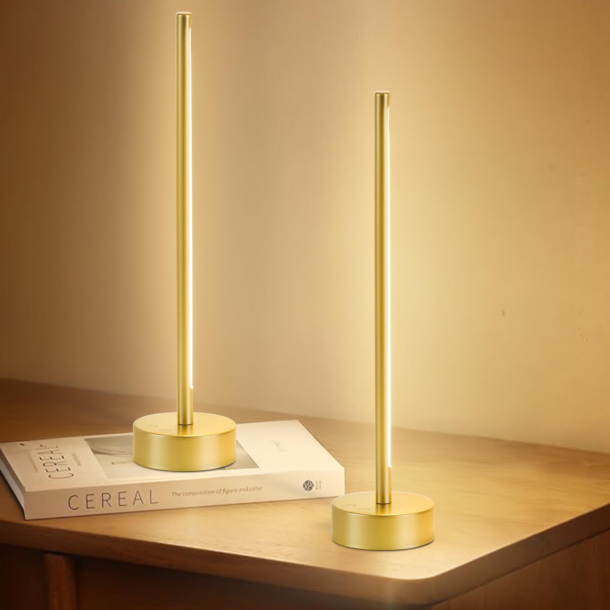 Cordless LED Table Lamp Set of Two, Battery Operated Portable Desk Lamp