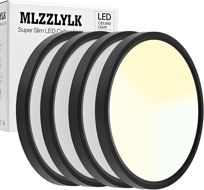 6PK 15.8 inch LED Flush Mount Ceiling Light Fixture,36W Super Slim Black