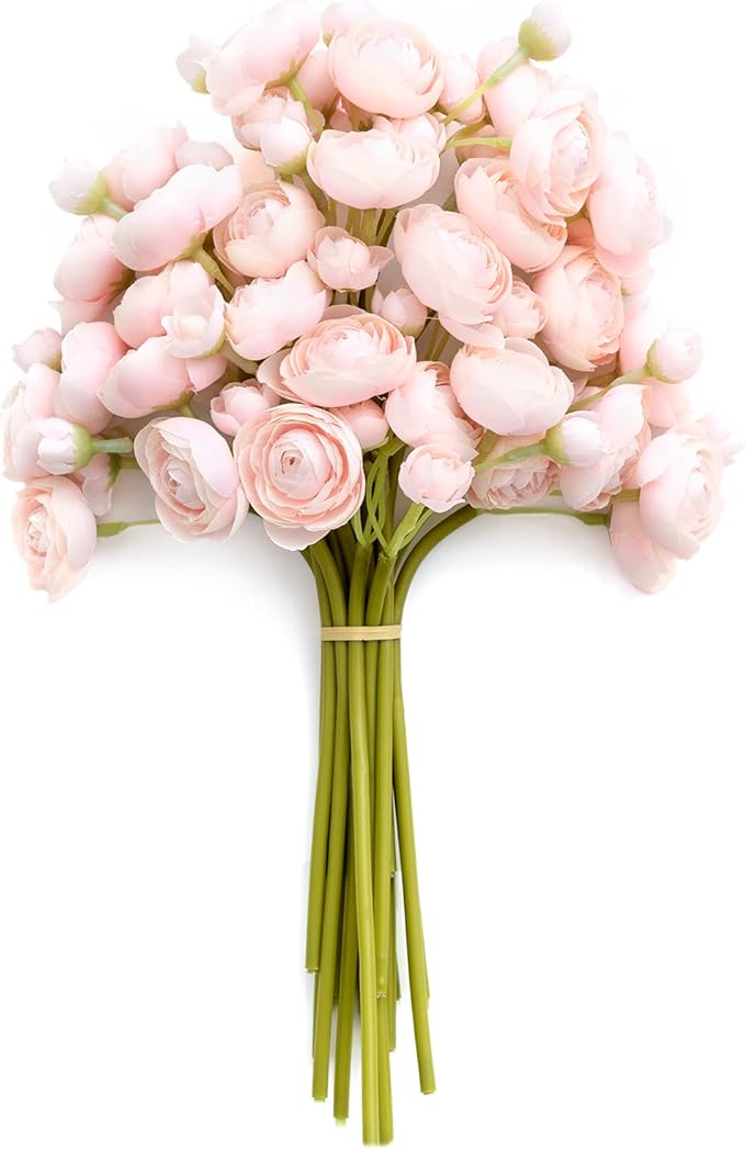 Ranunculus Artificial Flower, Faux Silk Mini Ranunculus Flowers for DIY Bouquet