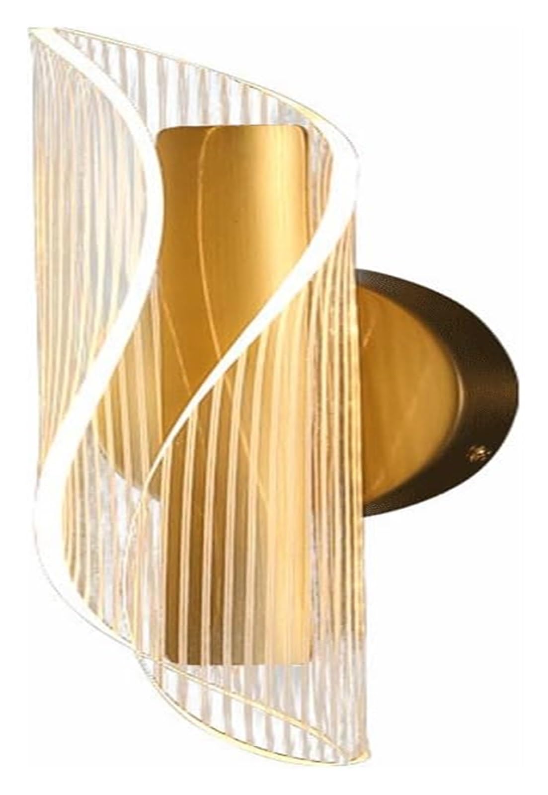 Wall Lamp Acrylic Golden Iron Light Body, 10W LED Spiral Sconces Lamps