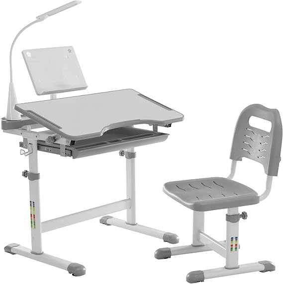 Functional Desk and Chair Set, Ergonomic Height Adjustable Children School Study