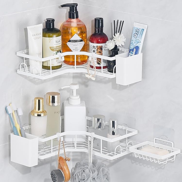 2nd floor Bathroom shelf punch-free corner storage rack corner wall mount shower rack