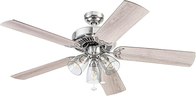 Saybrook, 52 inch Indoor Farmhouse LED Ceiling Fan with Light, Pull Chain