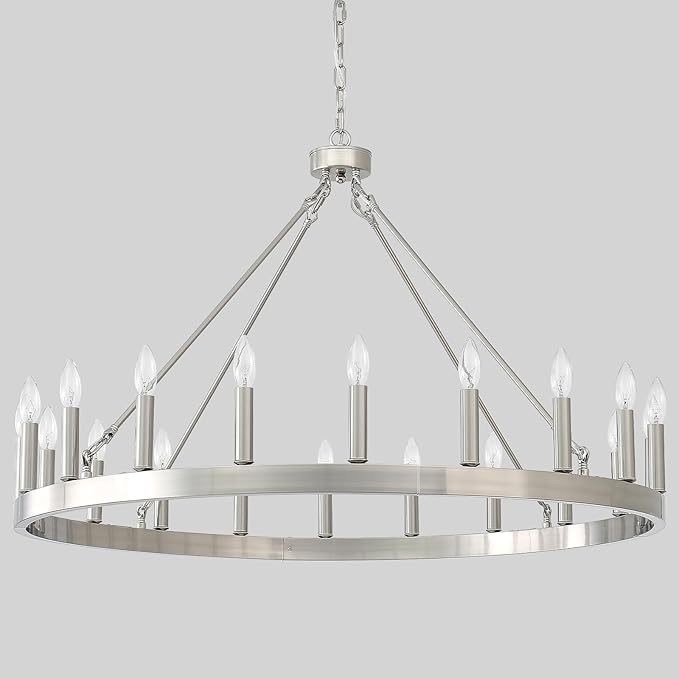 Wagon Wheel Chandelier 32" 12-Light, Round Black Chandeliers Farmhouse Modern