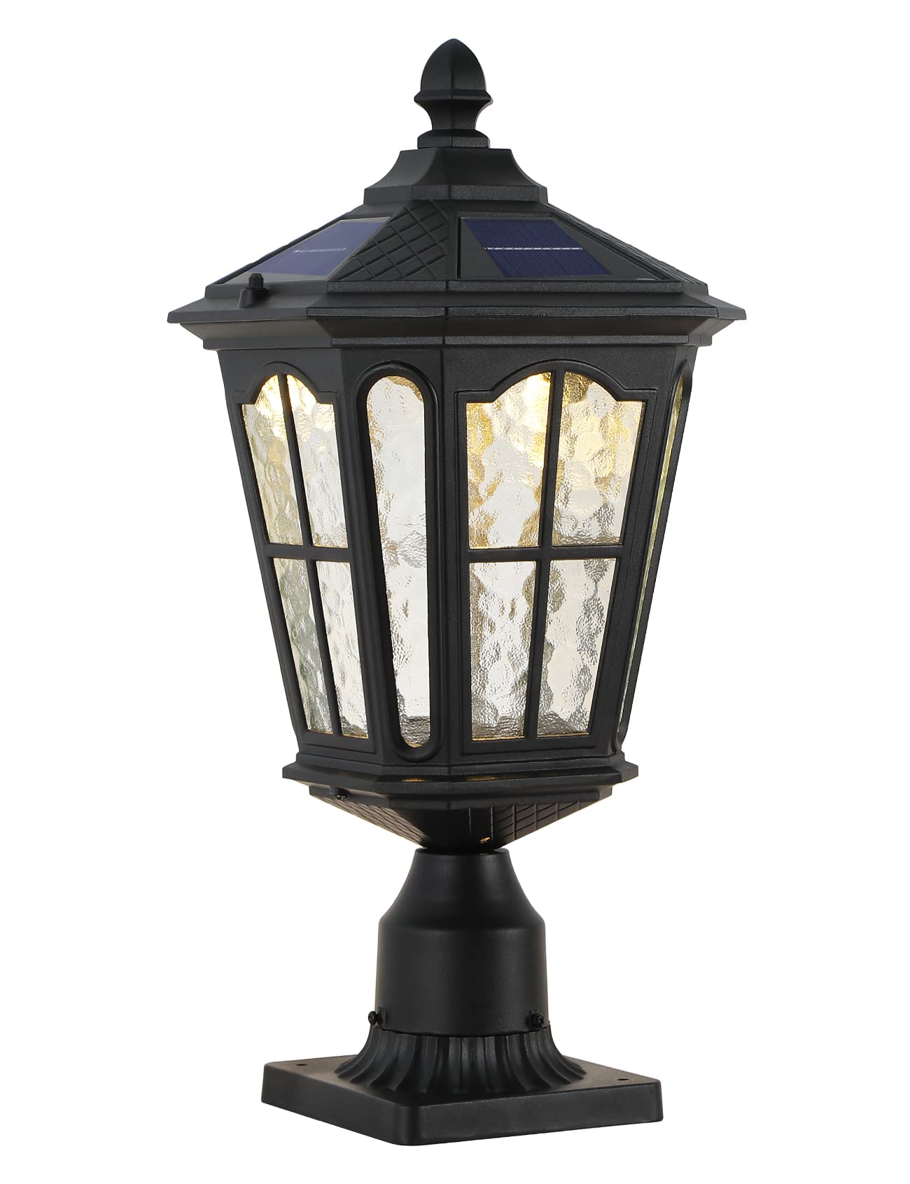 Lamp Post Light with 3-Inch Pier Mount Base, Solar Post Lights Outdoor Classic