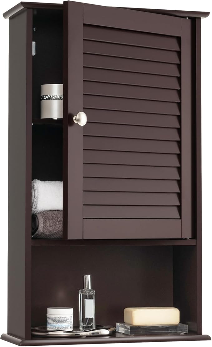 Medicine Cabinet, Wall Mounted Bathroom Cabinet Single Door Wooden Bathroom Wall