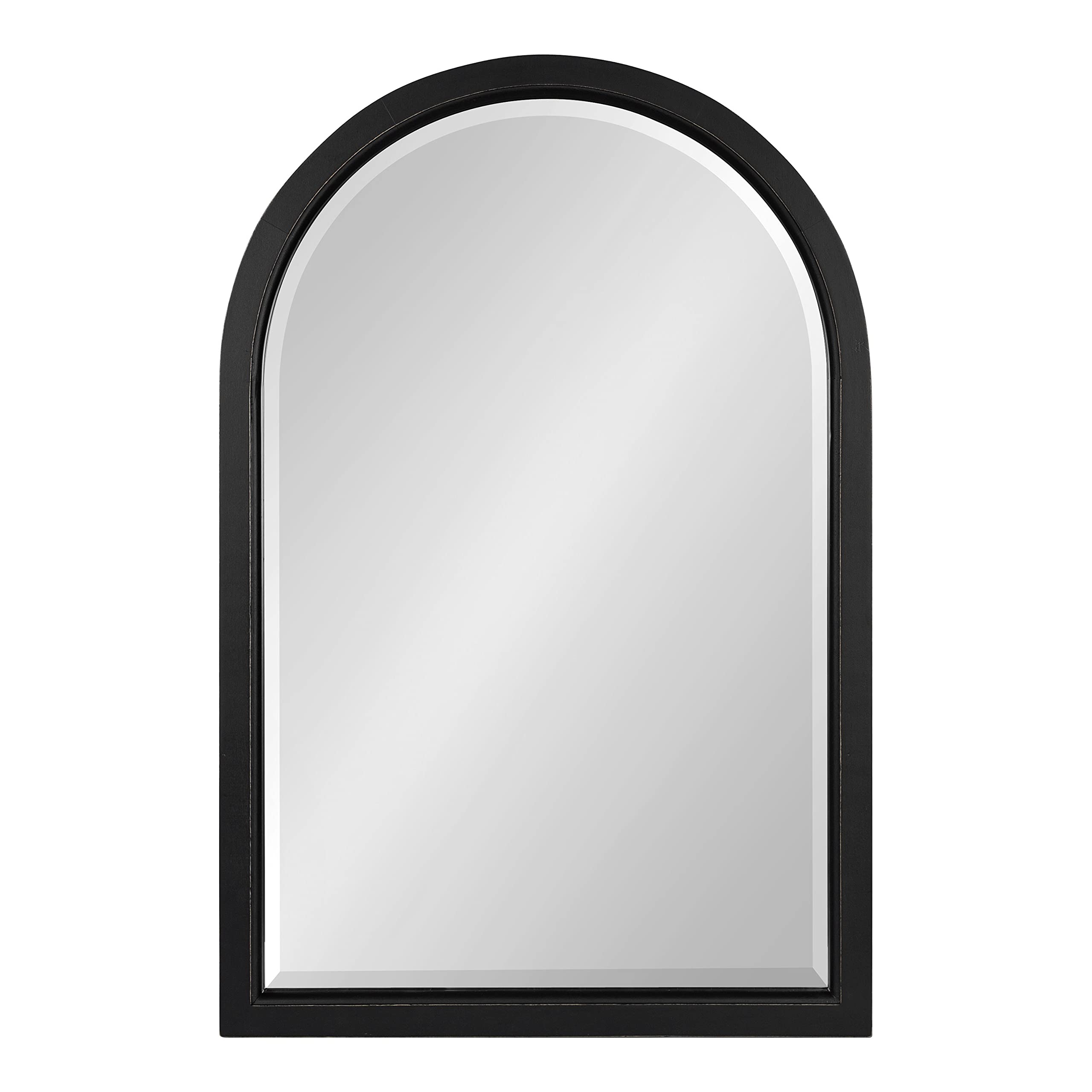 Kate and Laurel Hogan Farmhouse Arch Mirror, 20 x 30, Rustic Black, Decorative Modern Wall Mirror for Display