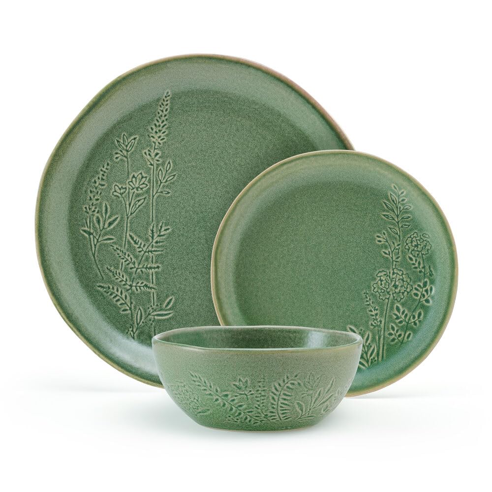 Carrie 12 Piece Dinnerware Set, Service for 4, Green