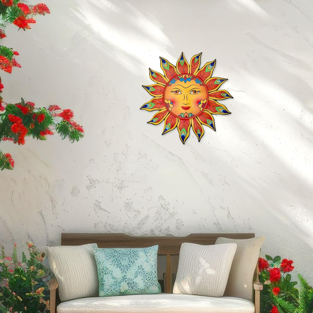Metal Sun Flower Wall Decor,13inches Sun Wall Art Hanging Decoration for Indoor