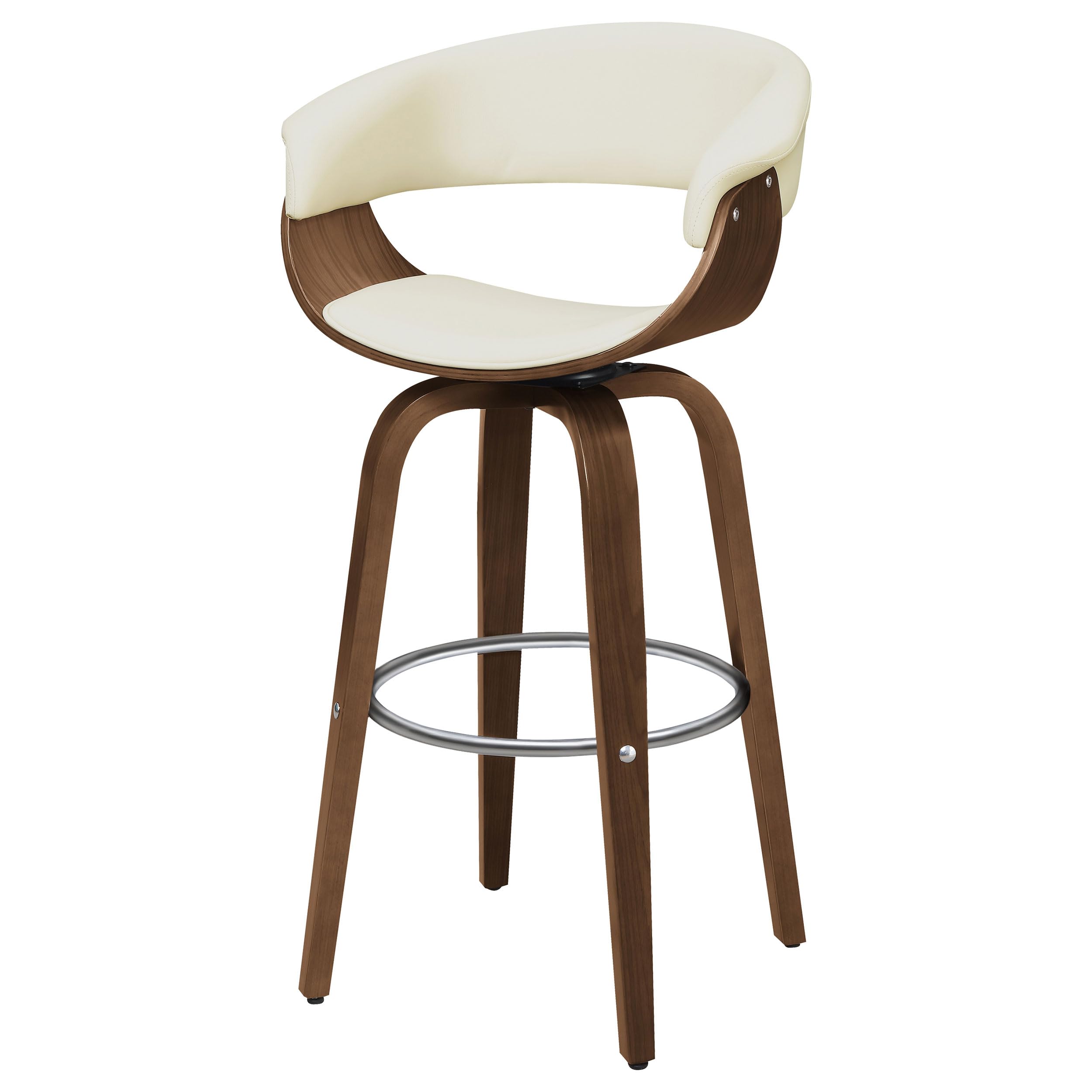 Zion - Wood & Fabric - Upholstered Swivel Bar Stool with Sturdy Seat Back