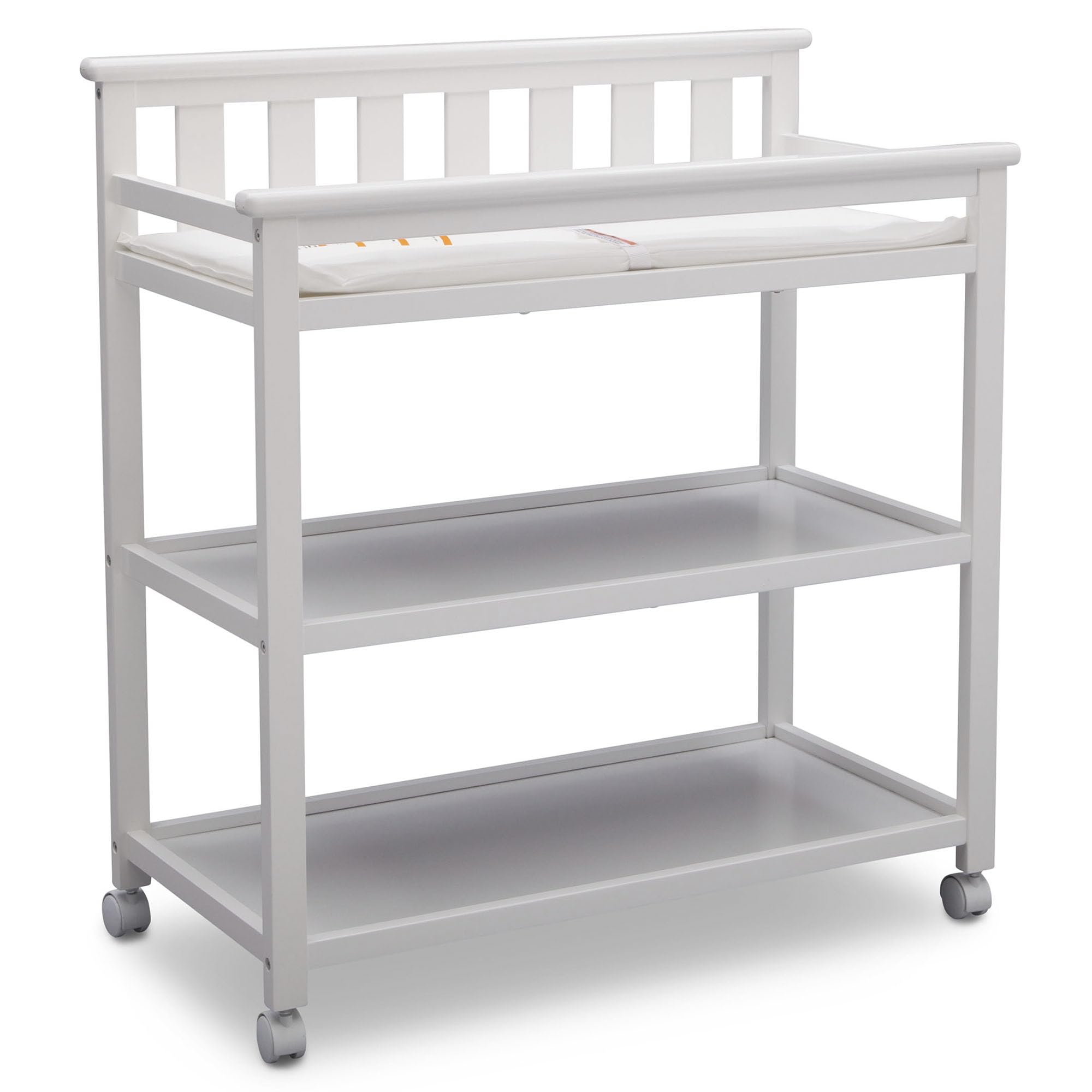 Flat Top Changing Table with Wheels and Changing Pad - Greenguard Gold Certified