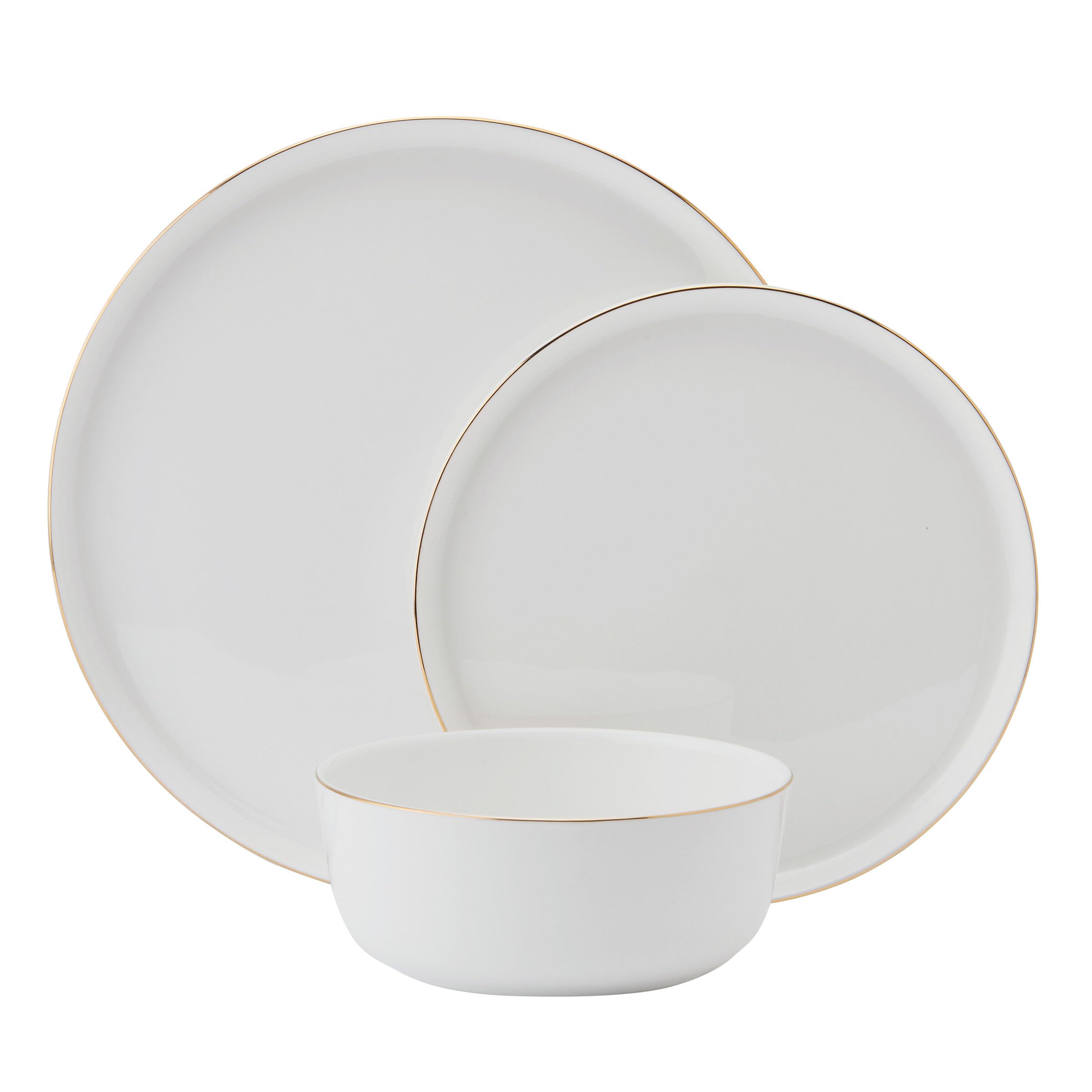 Samantha Gold Bone China Chip Resistant 12 Piece Dinnerware Set