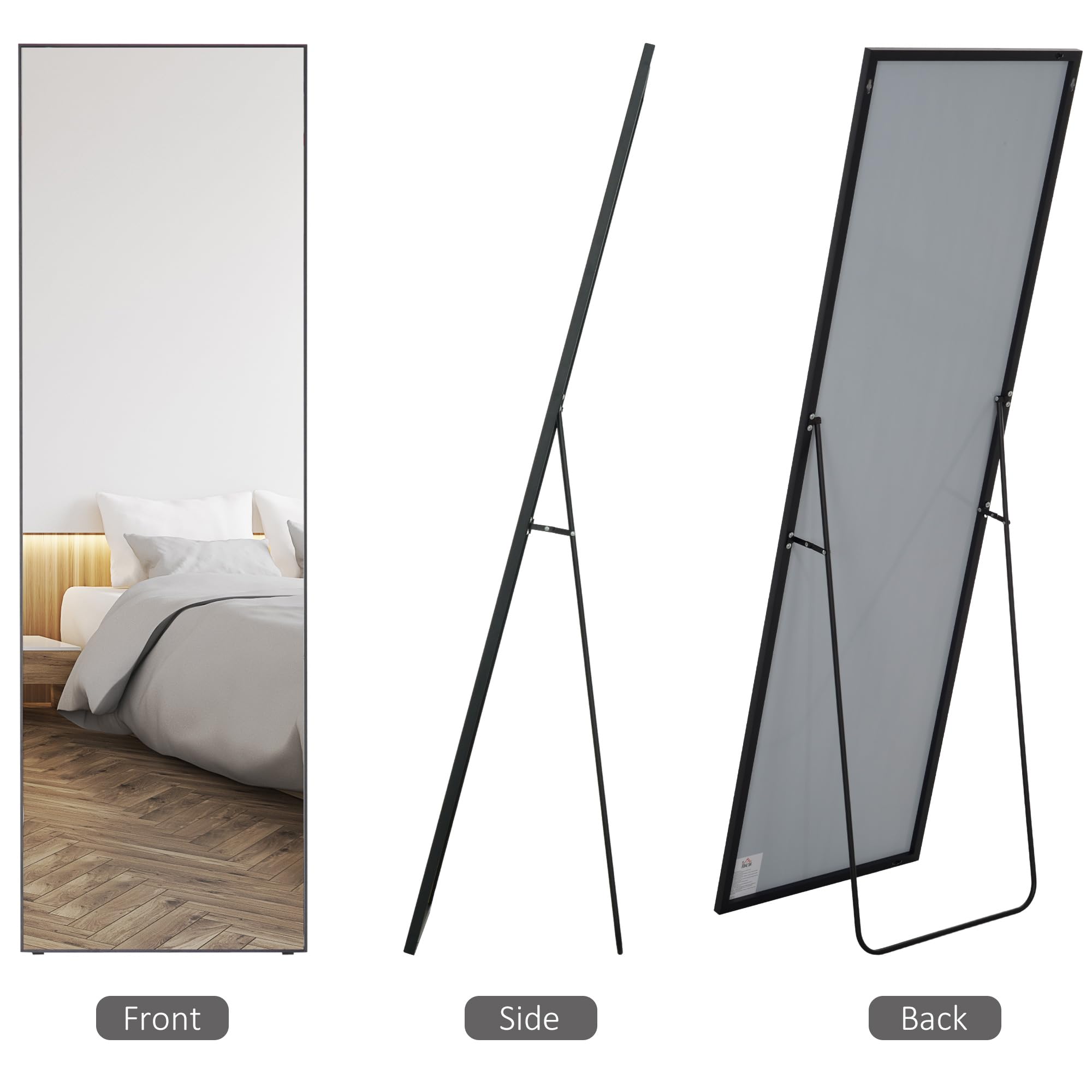 Full Length Glass Mirror, Freestanding or Wall Mounted Dress Mirror for Bedroom