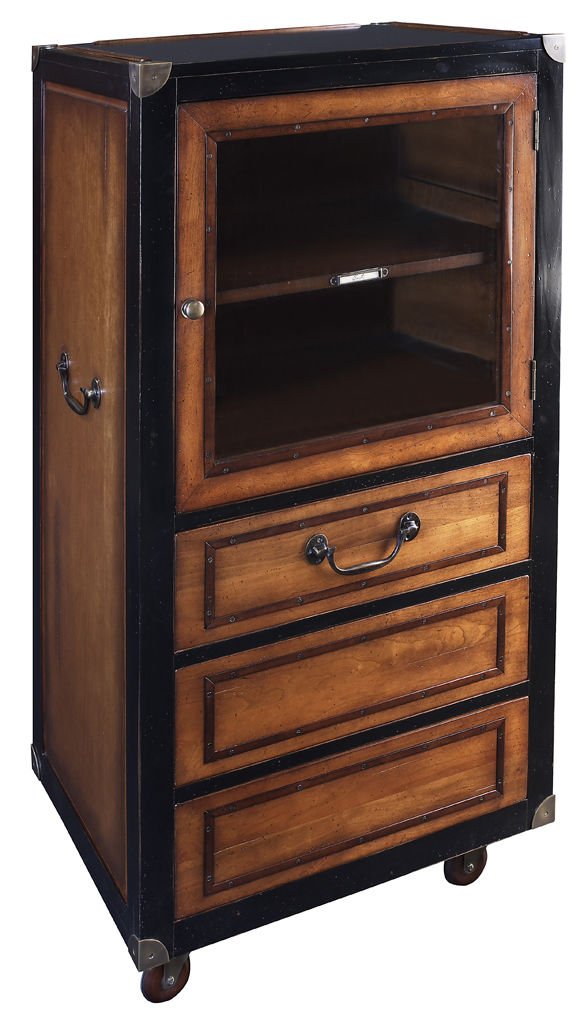 Nautical Royal Navy Display Cabinet 52" Black Storage Furniture Authentic Models