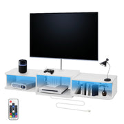 Mounted Floating TV Stand with LED Lighting, Modern Wooden Media Console