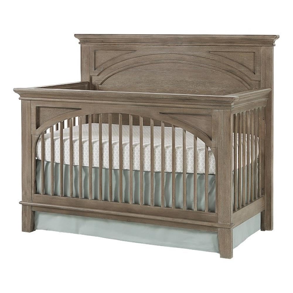 Traditional Wood Convertible Crib in Sandwash Gray