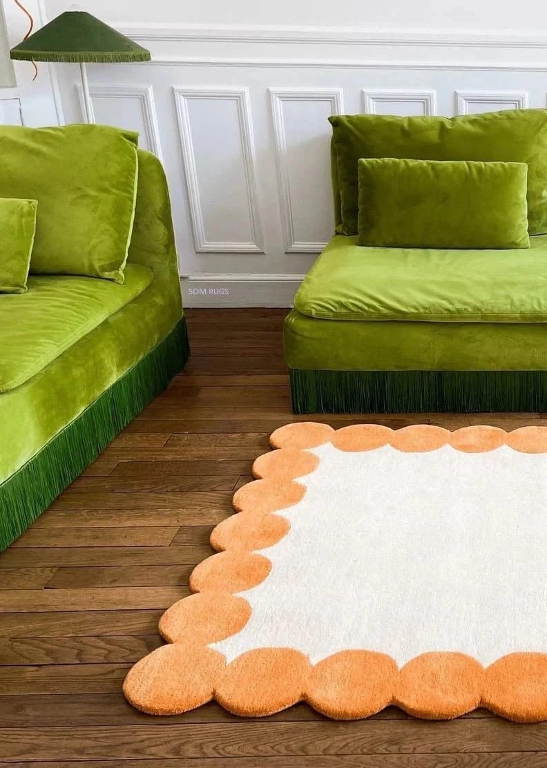 Scallop Rug Bohemian Handmade Designer Rug Hand Tufted Rugs for Living Room