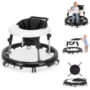 Walker Foldable with 9 Adjustable Heights, Baby Walker with Wheels Portable