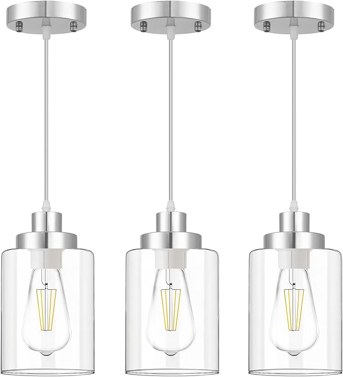 Industrial Pendant Lighting, Modern Clear Glass Shade