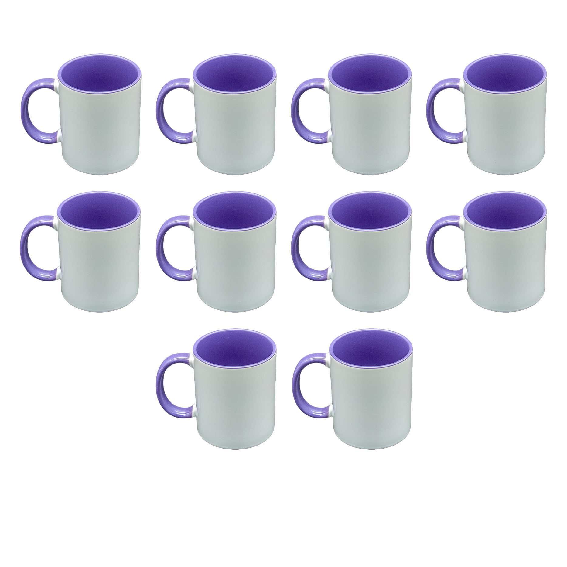 Sublimation Mugs 11 Oz, Purple Inner & Handle - Premium Coffee Cups for Heat Press ojects - Versatile Coffee Mug Design Ideal for Personalized Creations, Set of 10