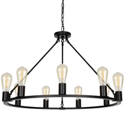 Wheel Chandelier, Black Farmhouse Chandeliers for Dining Room Light Fixture Over Table