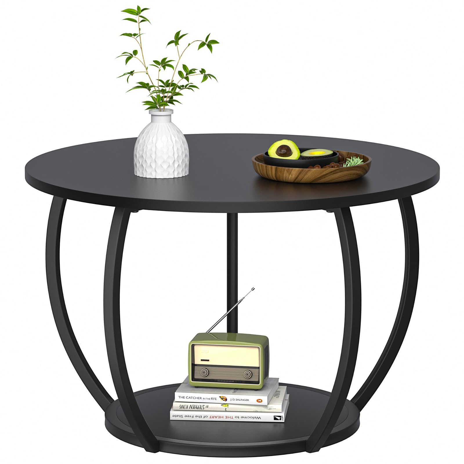 Coffee Table with Storage, 27.6 inch Small Living Room Tables with Adjustable Feet