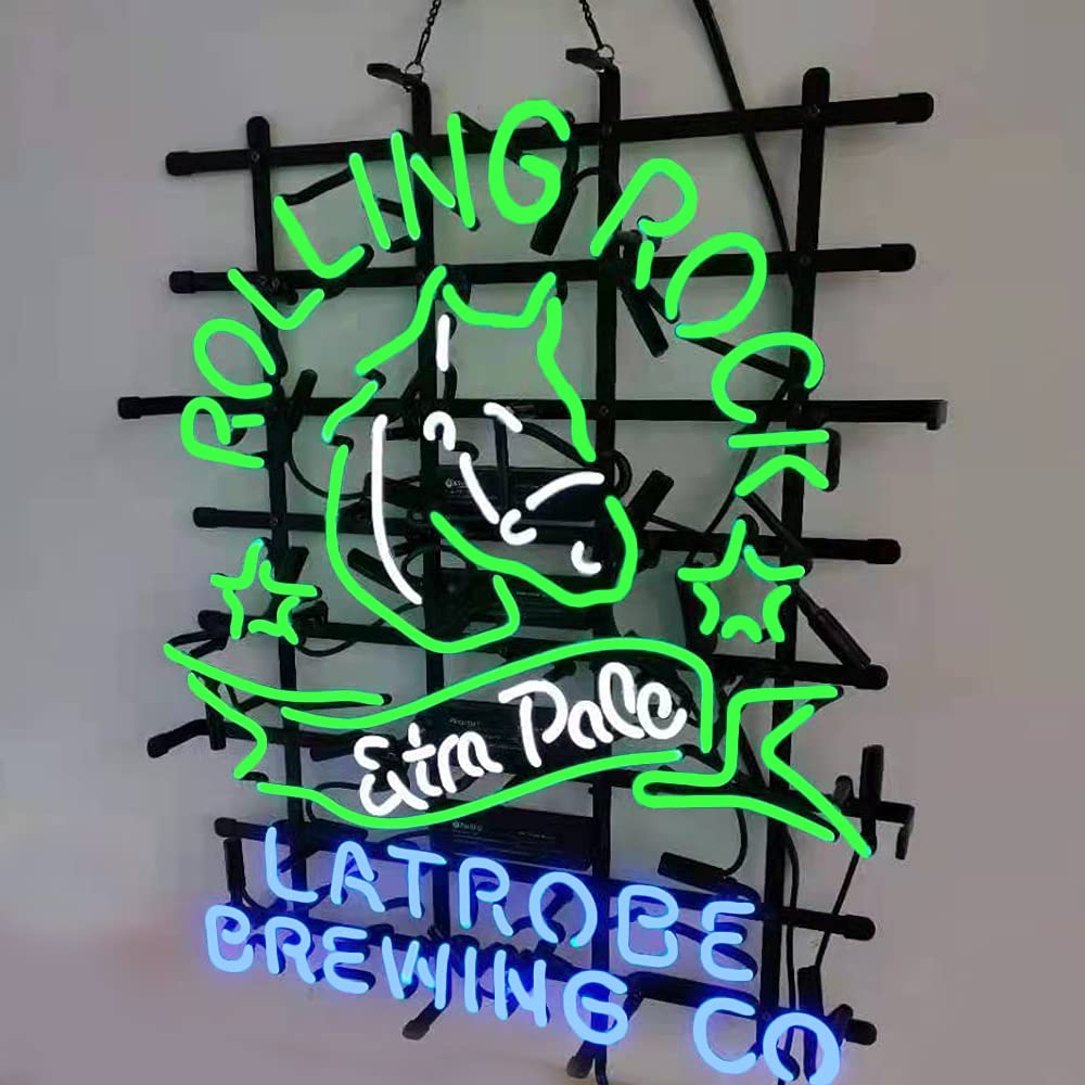 Rolling Rock Extra Pale Beer Neon Sign Light Real Glass Beer Bar Pub Party Shop