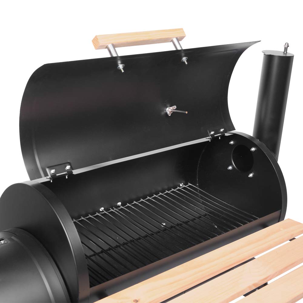 BBQ Charcoal Grill Offset Smoker Combo with Wheels,Barbeque Cooker Smoker