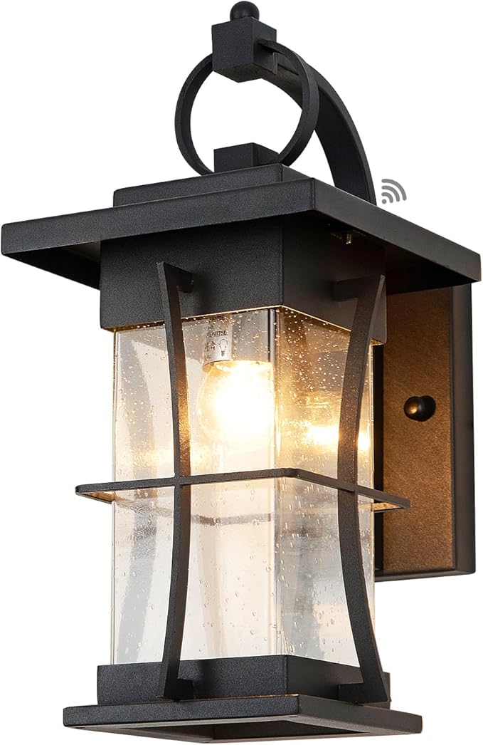 Bronze Outdoor Light Sconces Wall Mount Matte Brown Outdoor Wall Lamp Large Exterior Porch Wall Lantern with Seeded Glass 15" Outside Lights for House, Front Door, Patio, Backyard
