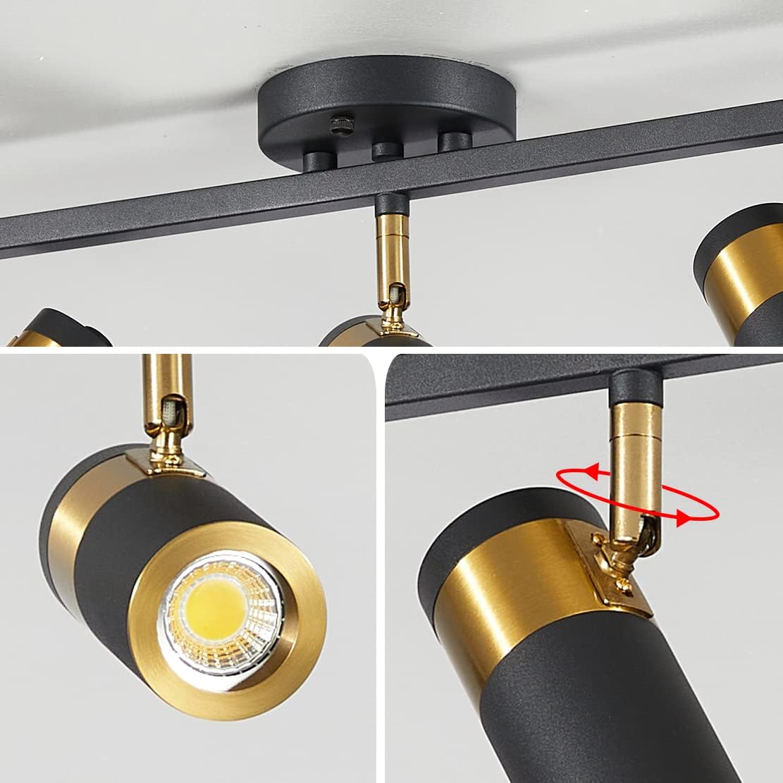 Black 5 Lights Spot Fixture Matte Black LED Track Lighting Fixtures Modern Flush Mount