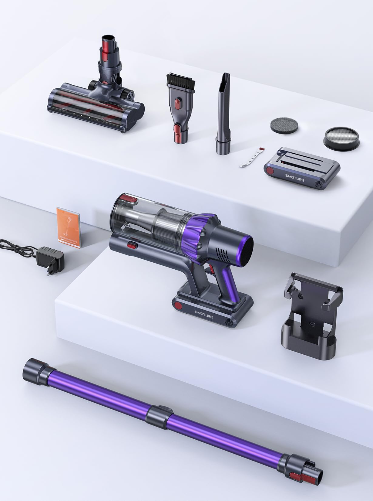 Cordless Vacuum Cleaner, 2 Batteries 110 Mins Runtime Vacuum Cleaners for Home