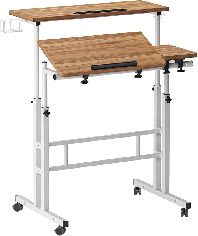 Adjustable Height Stand Up Desk with Cup Holder