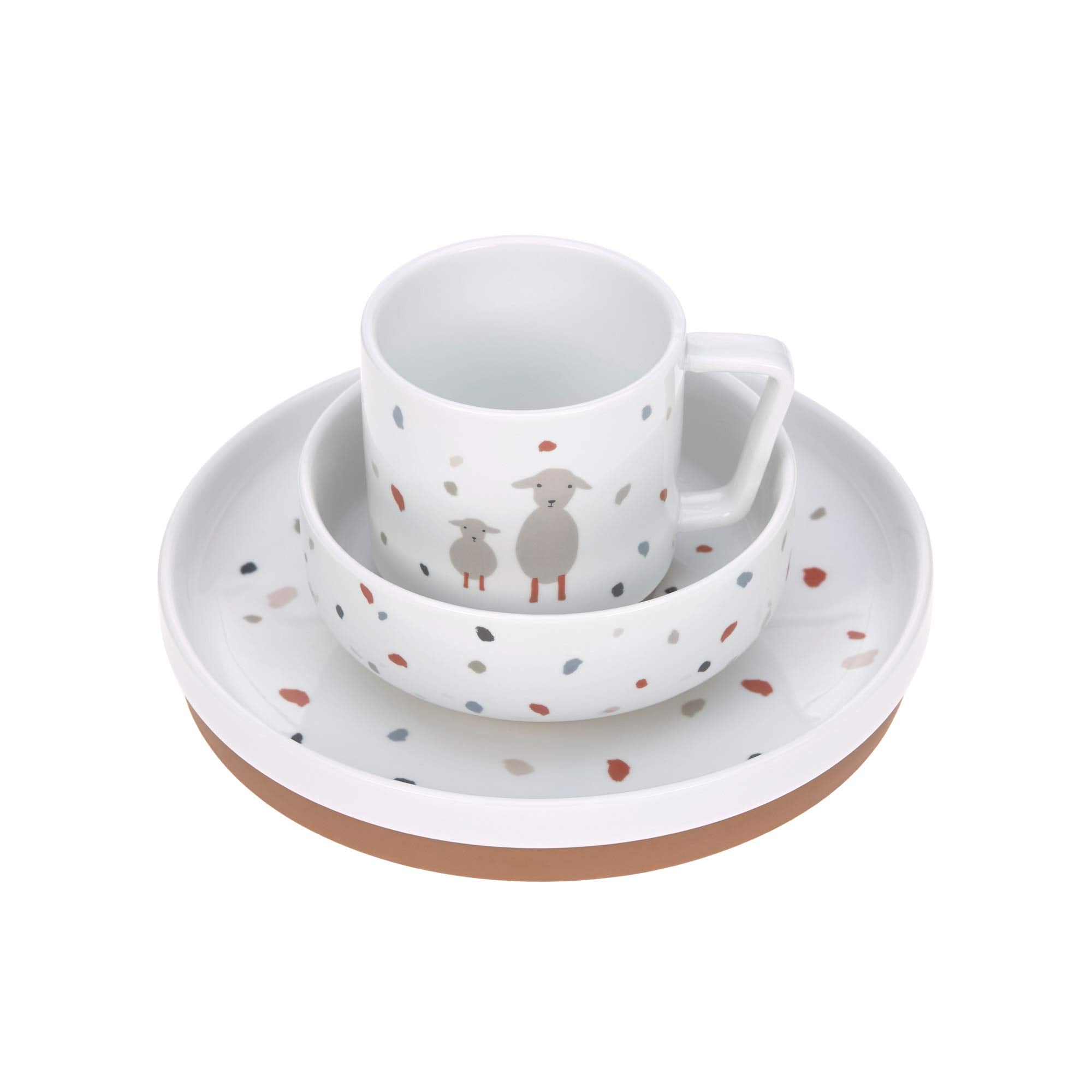 Kindergeschirr-Set Teller Schüssel TassePorzellan rutschfest/Dish Set Porcelain/Silicone
