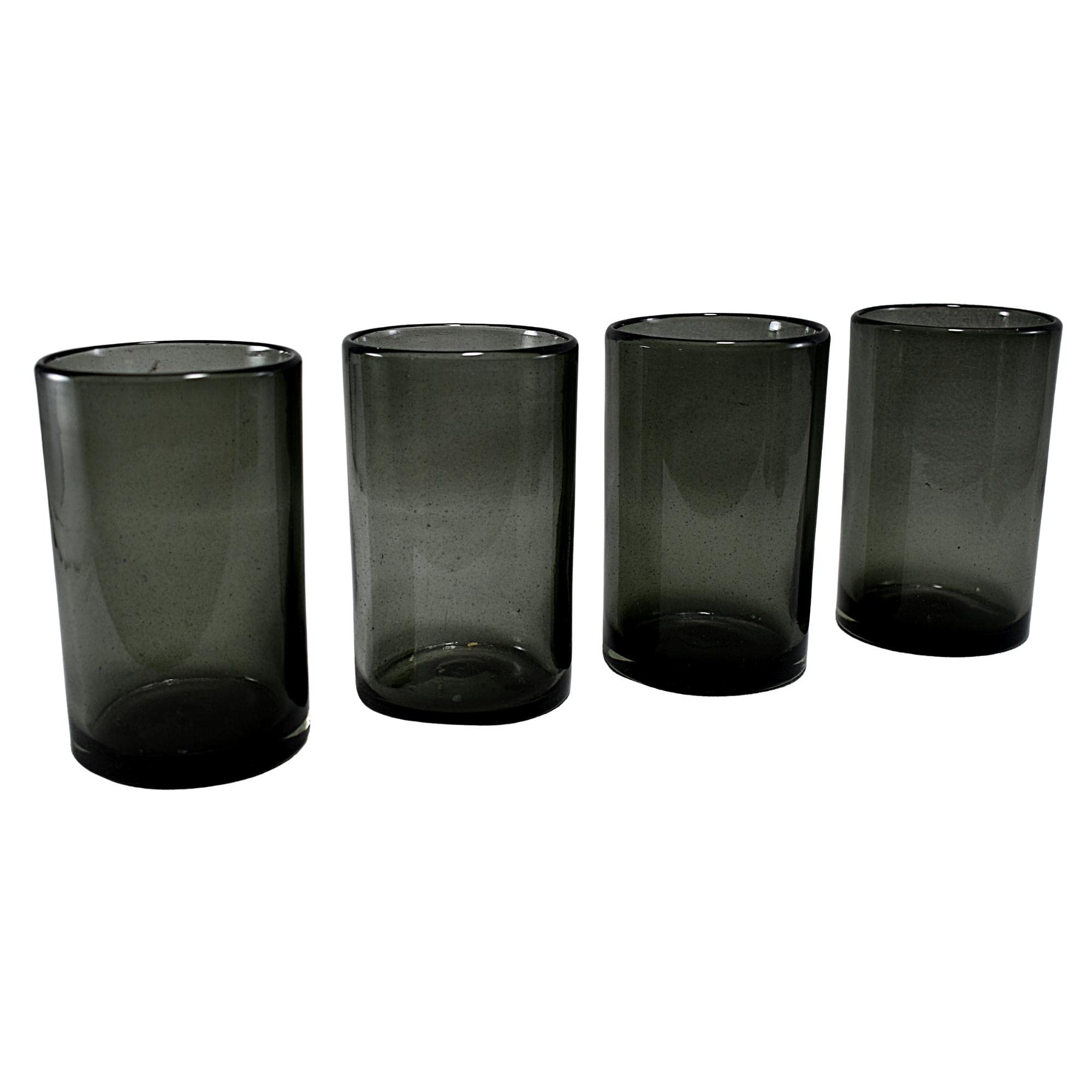 Drinking Glasses Artisan Crafted from Mexico Set of 6 pieces (Smoke, Water 16 Oz.)