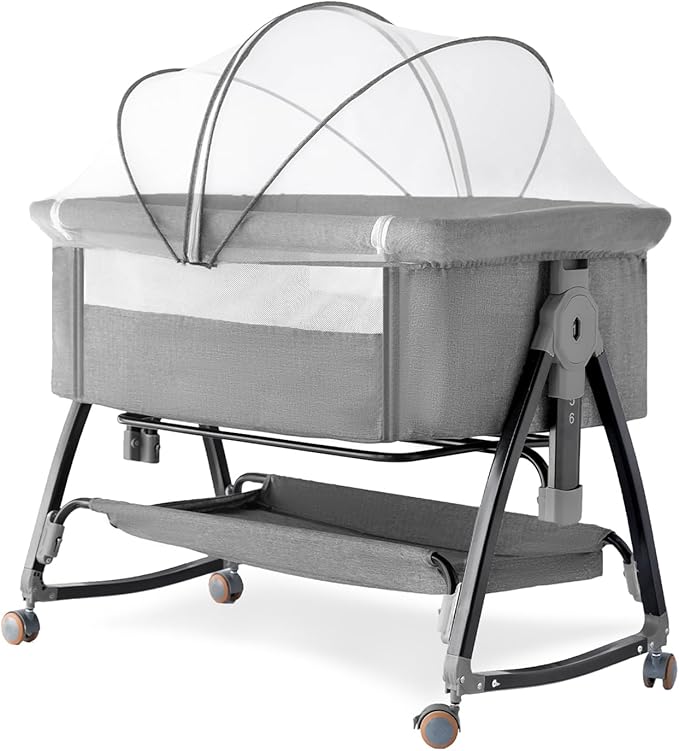 Baby Bassinet Bedside Sleeper, 3 in 1 Cradle,Easy Folding Portable Travel Cribs