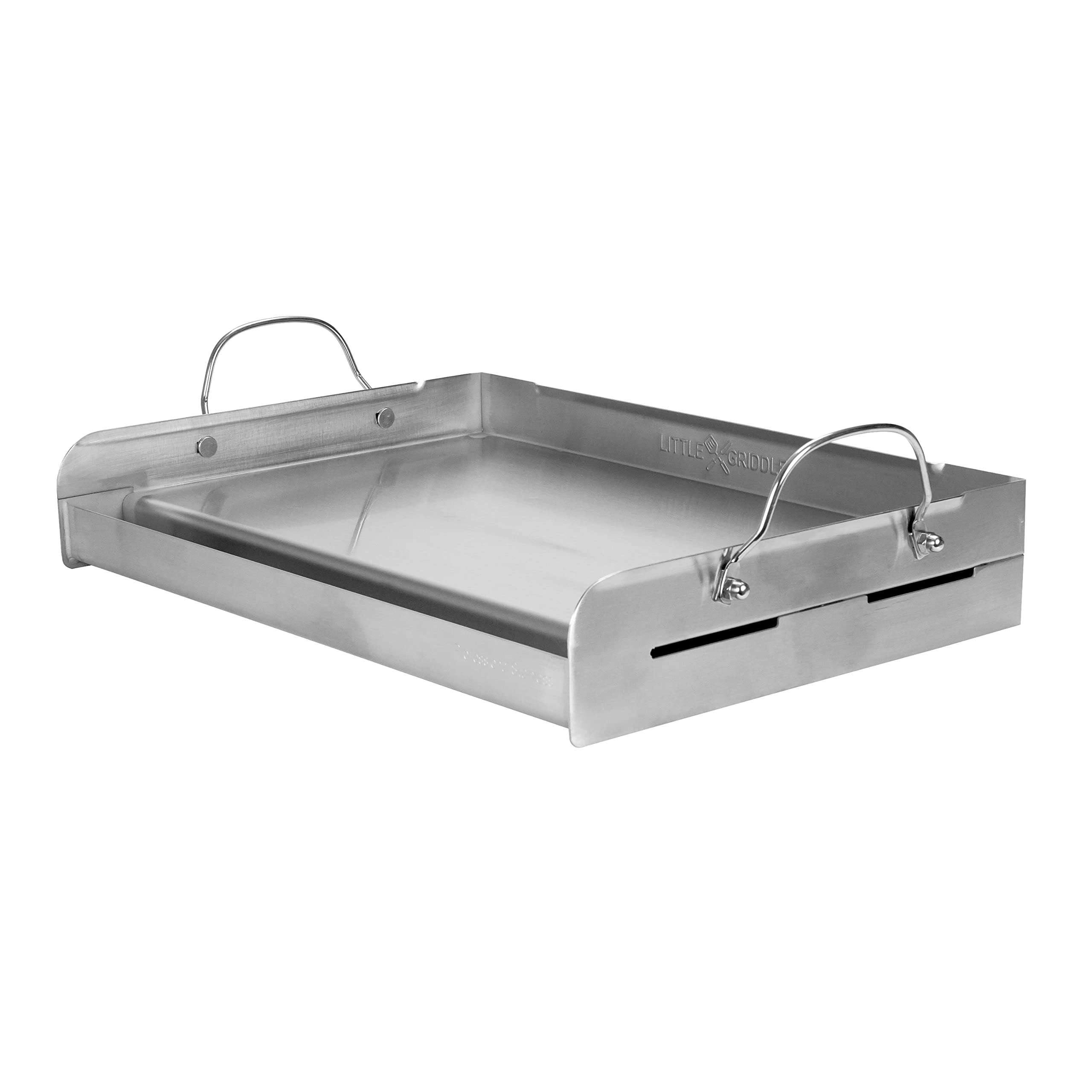 100% Stainless Steel Griddle with Even Heat Cross Bracing and Removable Handles