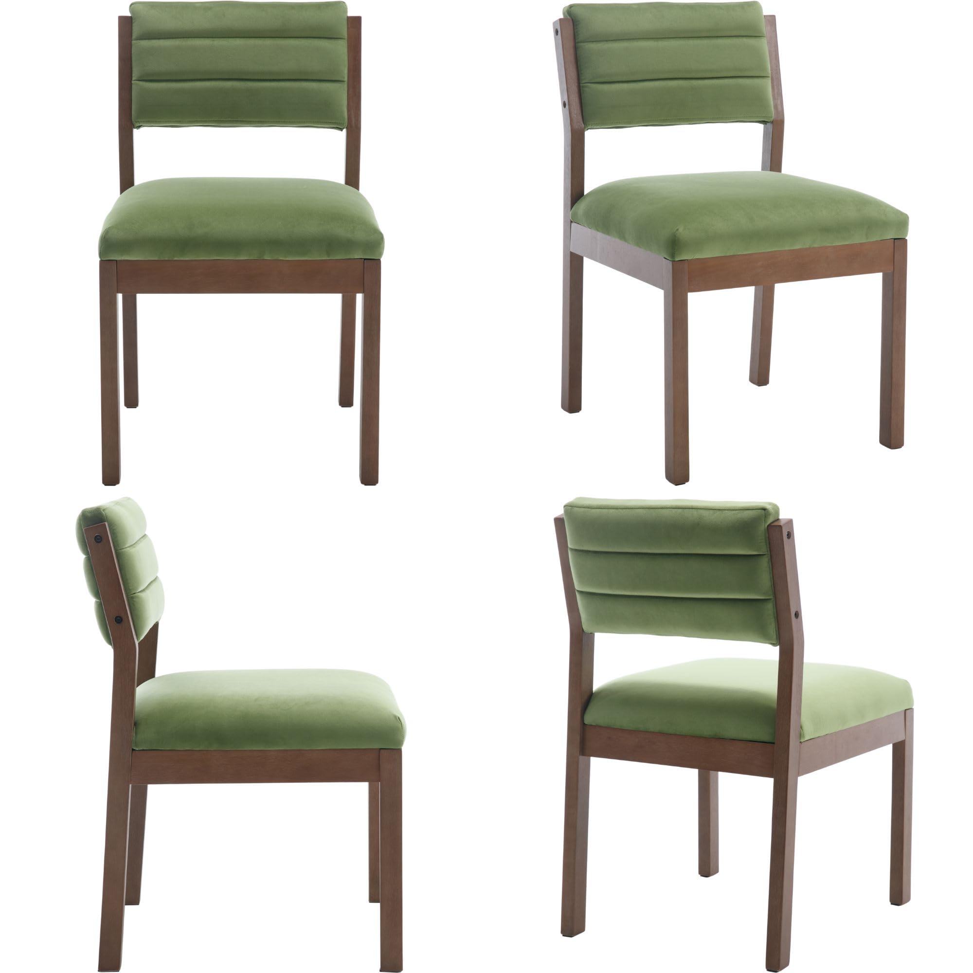 Green Velvet Dining Chairs Set of 4, Upholstered Farmhouse Kitchen