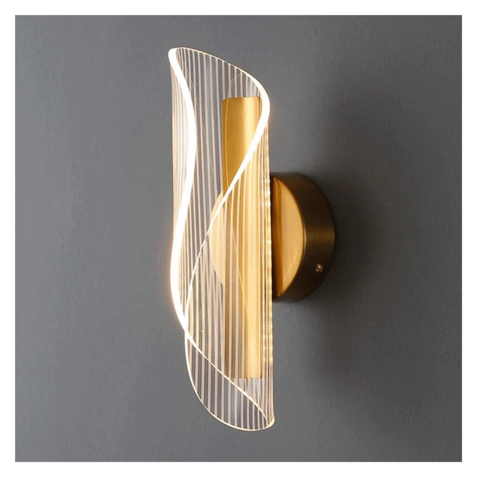 Wall Lamp Acrylic Golden Iron Light Body, 10W LED Spiral Sconces Lamps