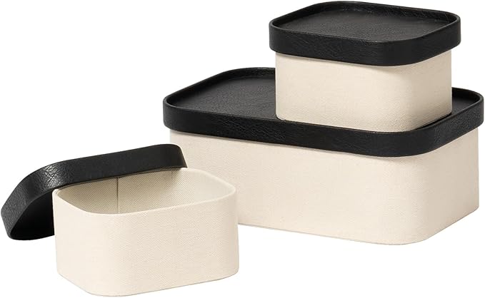 Beige Decorative Storage Boxes With Lids
