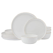 Samantha Gold Bone China Chip Resistant 12 Piece Dinnerware Set