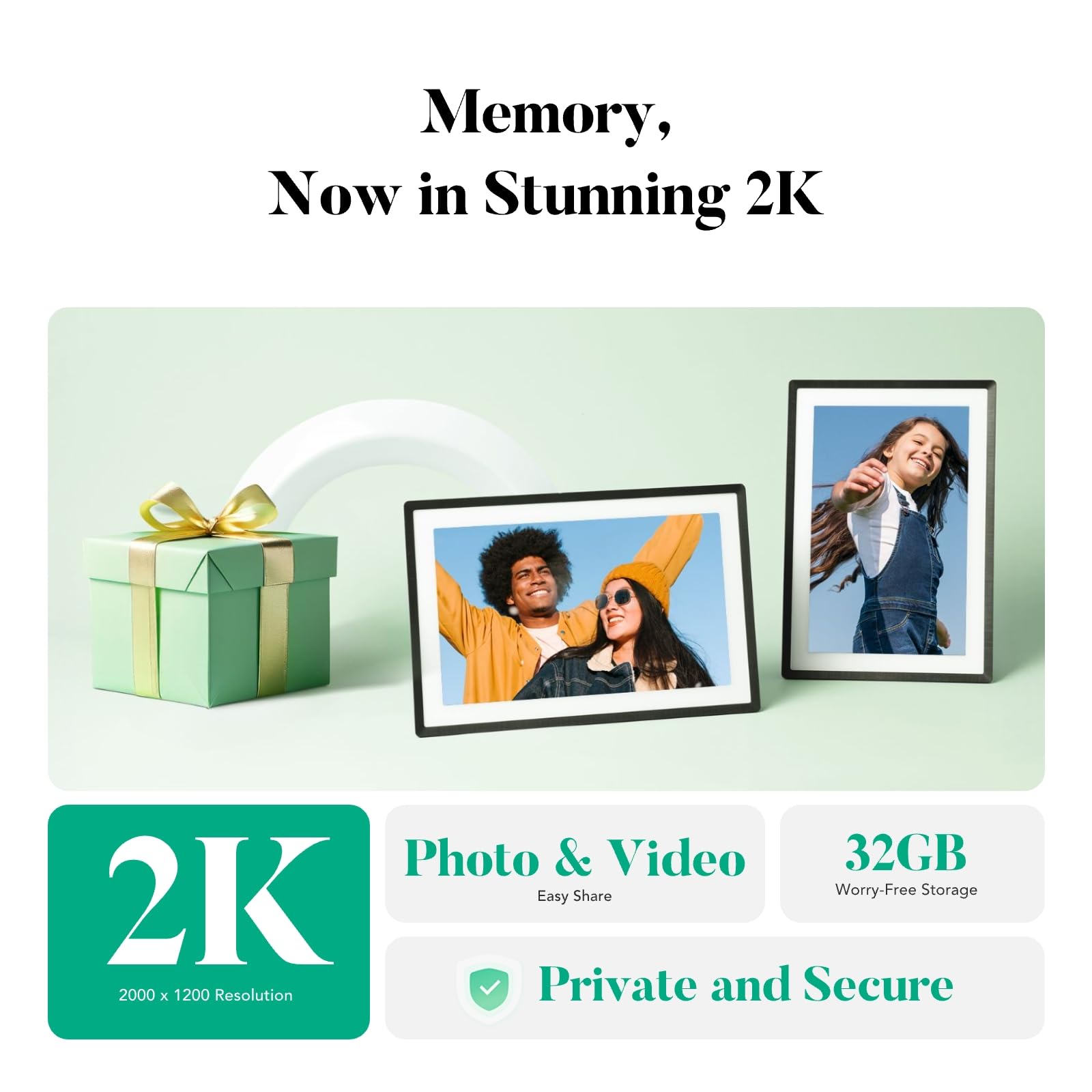 pexar by Lexar Digital Picture Frame, 2K Resolution Ultimate Clarity, 11'' Anti-Glare Touch Screen Stunning Under Lighting, WiFi Photo Frame 32GB for Home Decor, Gifting, Share Photos/Videos via APP