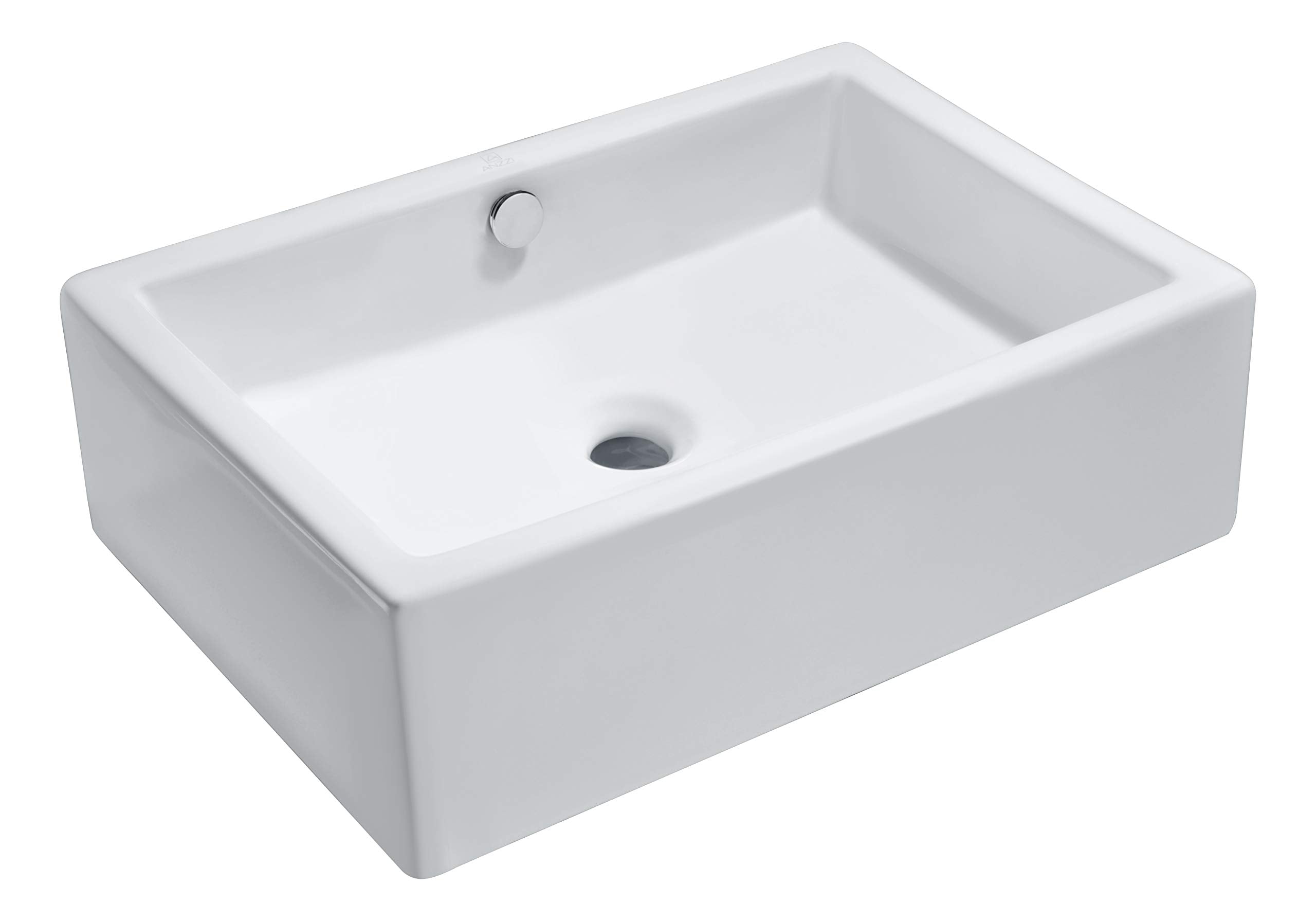 Deux Polished White Ceramic Rectangular Vessel Sink for Bathroom | Overflow Bulit