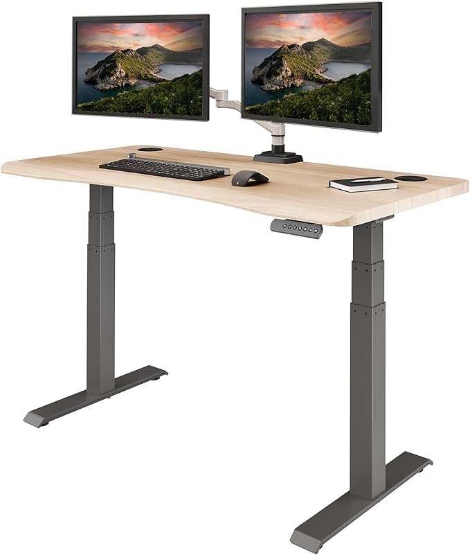 54x26 Height Adjustable Standing Desk - Curved Electric Stand Up Desk Rounded