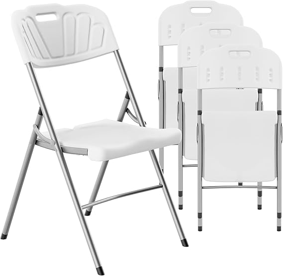 Folding Chair Set of 6,- 550 lbs Weight Capacity - Comfy Ergonomic Plastic Folding