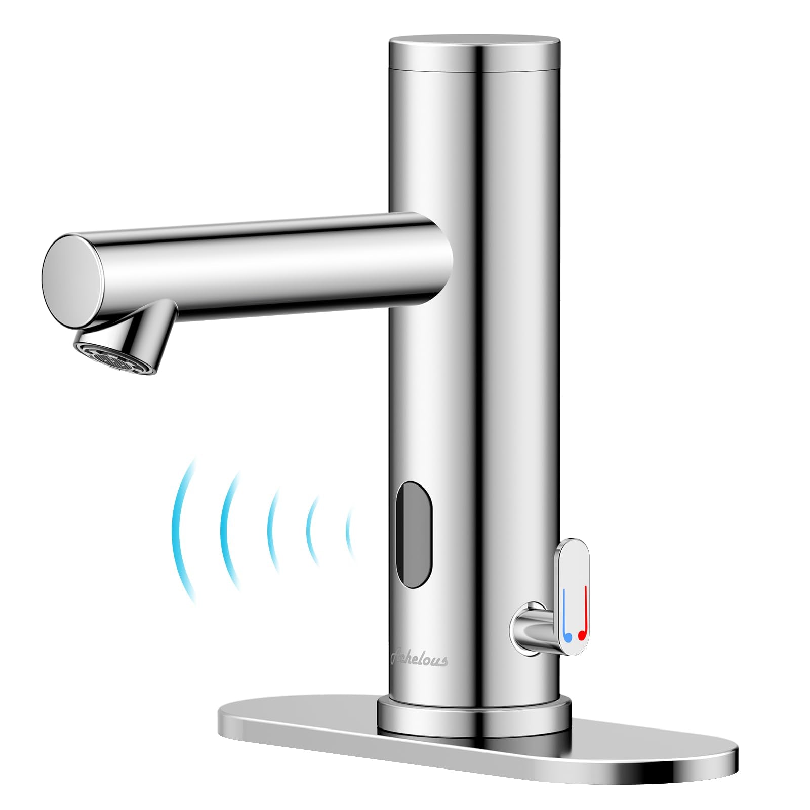 Automatic Touchless Bathroom Sink Faucet with Deck Plate,Hands Free Infrared Sensor